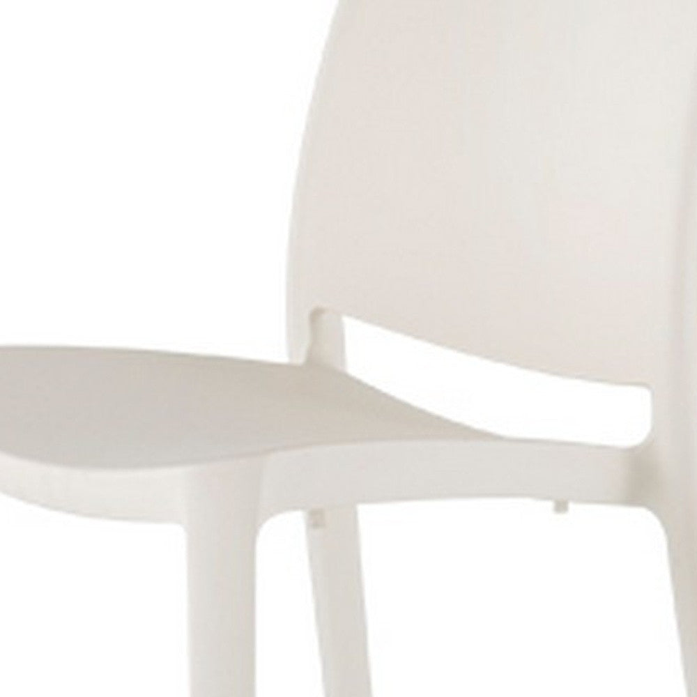 Set of Four White Heavy Duty Plastic Outdoor Stacking Dining Chairs