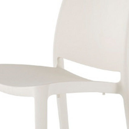 Set of Four White Heavy Duty Plastic Outdoor Stacking Dining Chairs