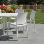 Set of Four White Heavy Duty Plastic Outdoor Stacking Dining Chairs