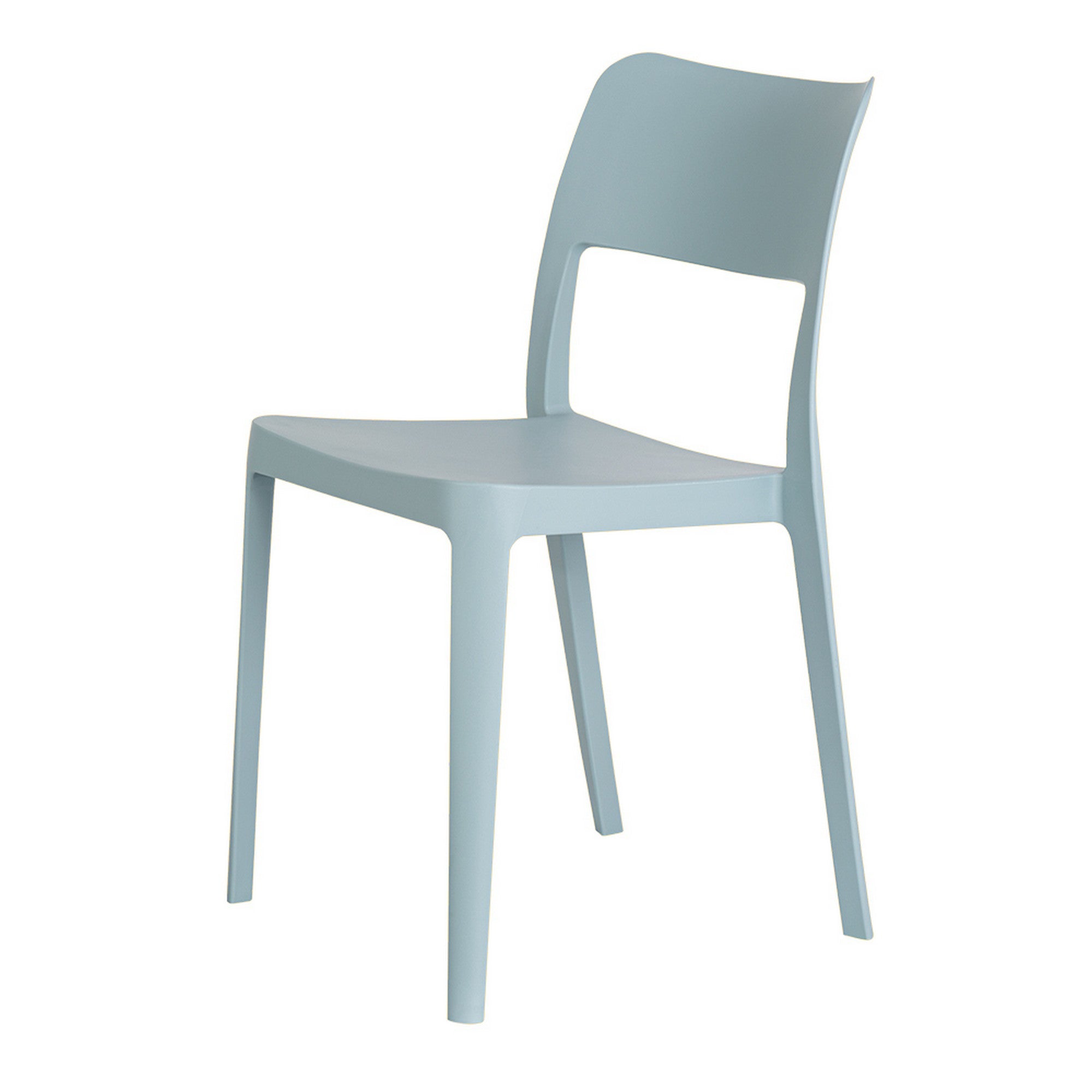 Set of Two Baby Blue Heavy Duty Plastic Outdoor Stacking Accent Chairs