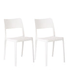 Set of Two White Heavy Duty Plastic Outdoor Stacking Accent Chairs