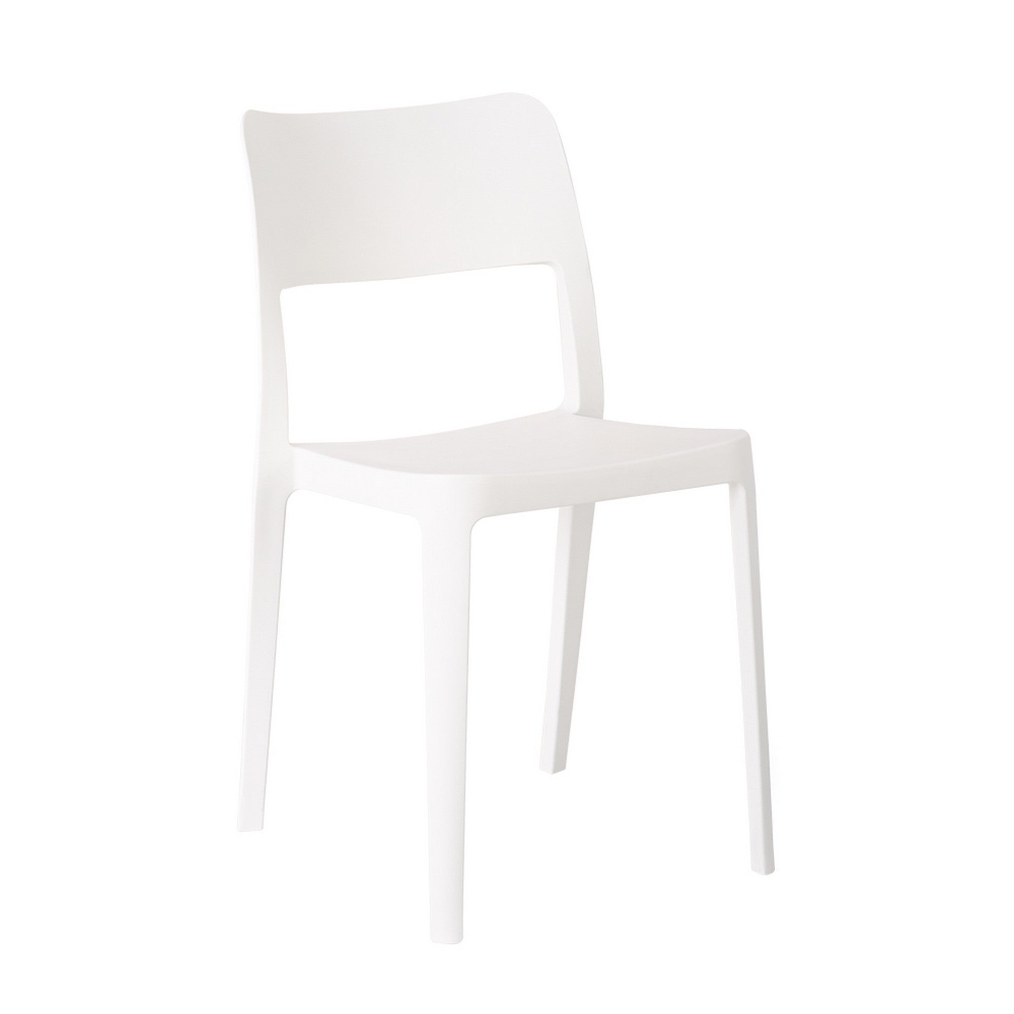 Set of Two White Heavy Duty Plastic Outdoor Stacking Accent Chairs