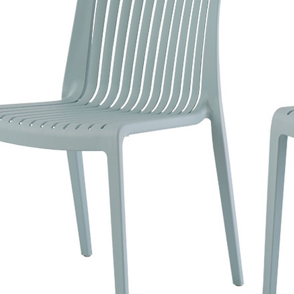Set of Two Baby Blue Heavy Duty Plastic Outdoor Stacking Accent Chairs