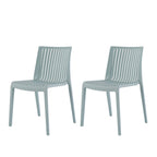 Set of Two Baby Blue Heavy Duty Plastic Outdoor Stacking Accent Chairs