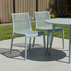 Set of Two Baby Blue Heavy Duty Plastic Outdoor Stacking Accent Chairs