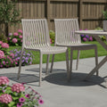 Set of Two Taupe Heavy Duty Plastic Outdoor Stacking Accent Chairs