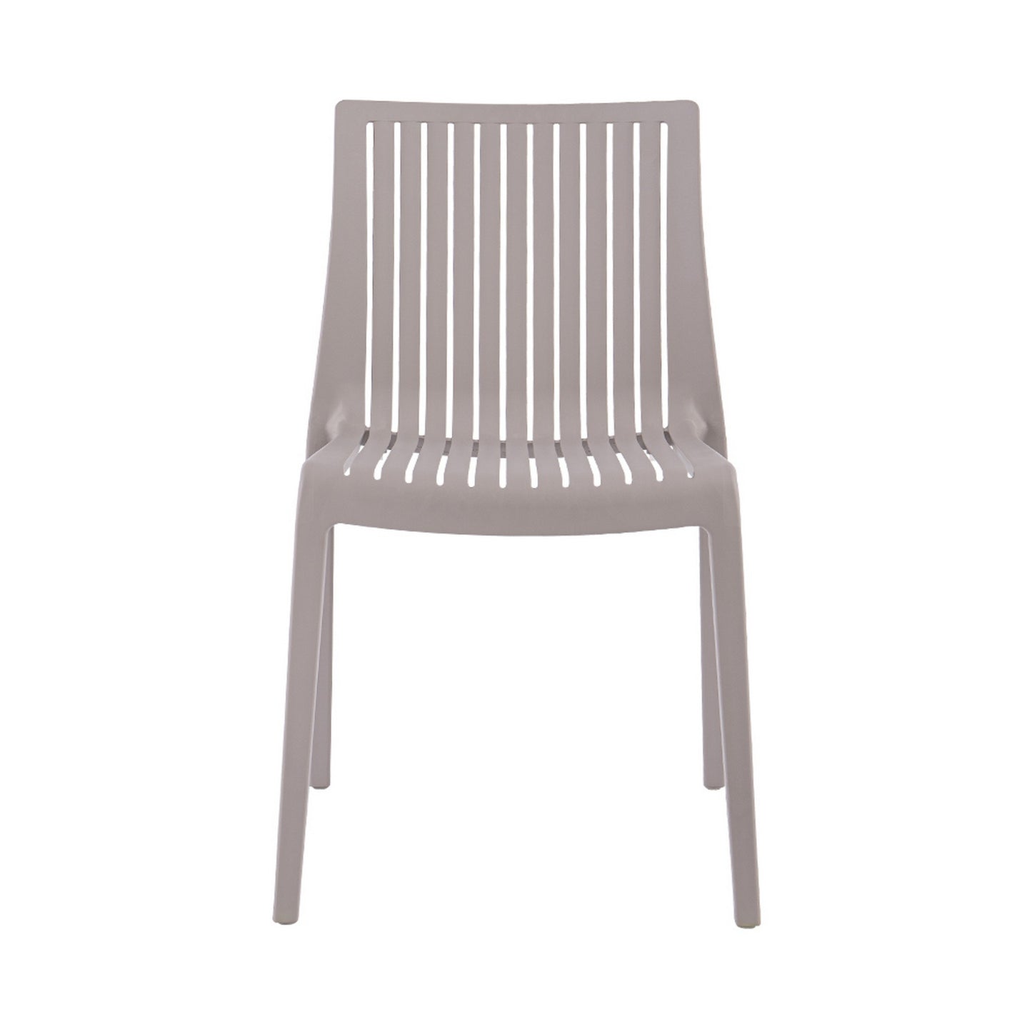Set of Two Taupe Heavy Duty Plastic Outdoor Stacking Accent Chairs