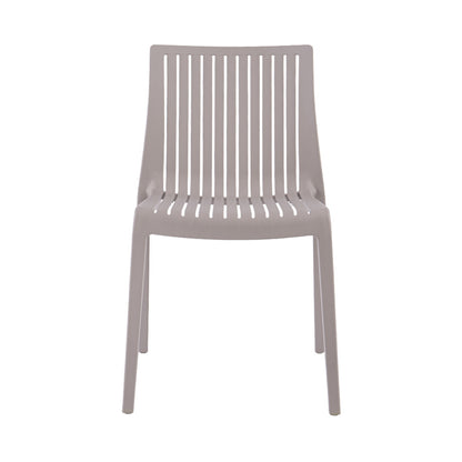 Set of Two Taupe Heavy Duty Plastic Outdoor Stacking Accent Chairs