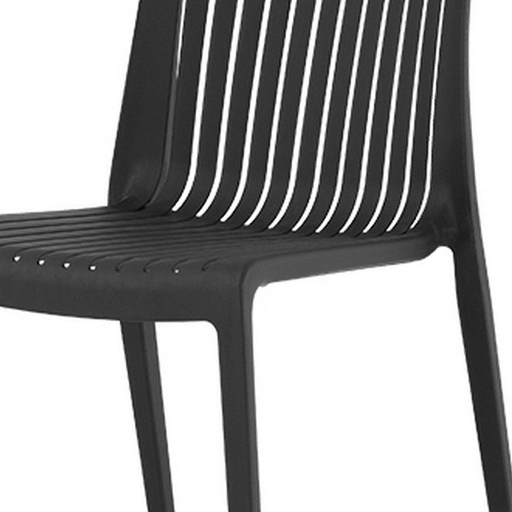Set of Two Black Heavy Duty Plastic Outdoor Stacking Accent Chairs