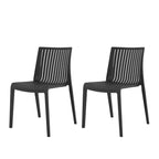 Set of Two Black Heavy Duty Plastic Outdoor Stacking Accent Chairs