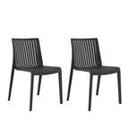 Set of Two Black Heavy Duty Plastic Outdoor Stacking Accent Chairs