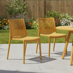 Set of Two Gold Heavy Duty Plastic Outdoor Stacking Accent Chairs