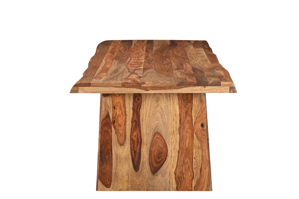 86" Brown Wood Double Pedestal Live Edge Dining Table