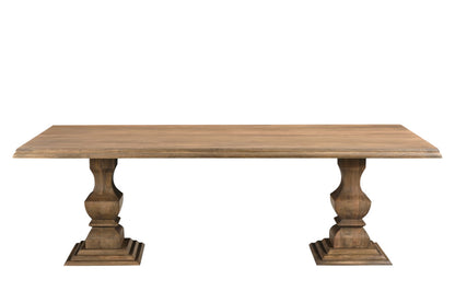 96" Brown Solid Wood Double Pedestal Base Dining Table