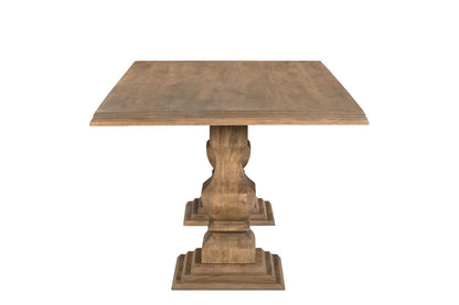 96" Brown Solid Wood Double Pedestal Base Dining Table