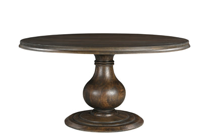 60" Brown Solid Wood Pedestal Base Round Top Dining Table