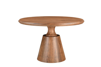 48" Natural Wood Pedestal Base Round Top Dining Table