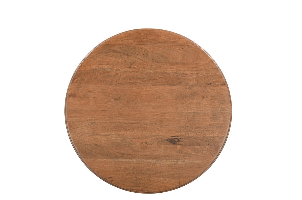 48" Natural Wood Pedestal Base Round Top Dining Table