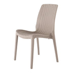 Set of Four Taupe Heavy Duty Plastic Outdoor Stacking Dining Chairs