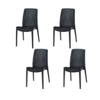 Set of Four Black Heavy Duty Plastic Outdoor Stacking Dining Chairs