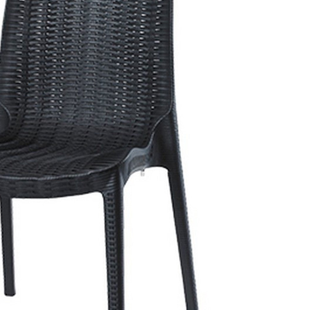 Set of Four Black Heavy Duty Plastic Outdoor Stacking Dining Chairs