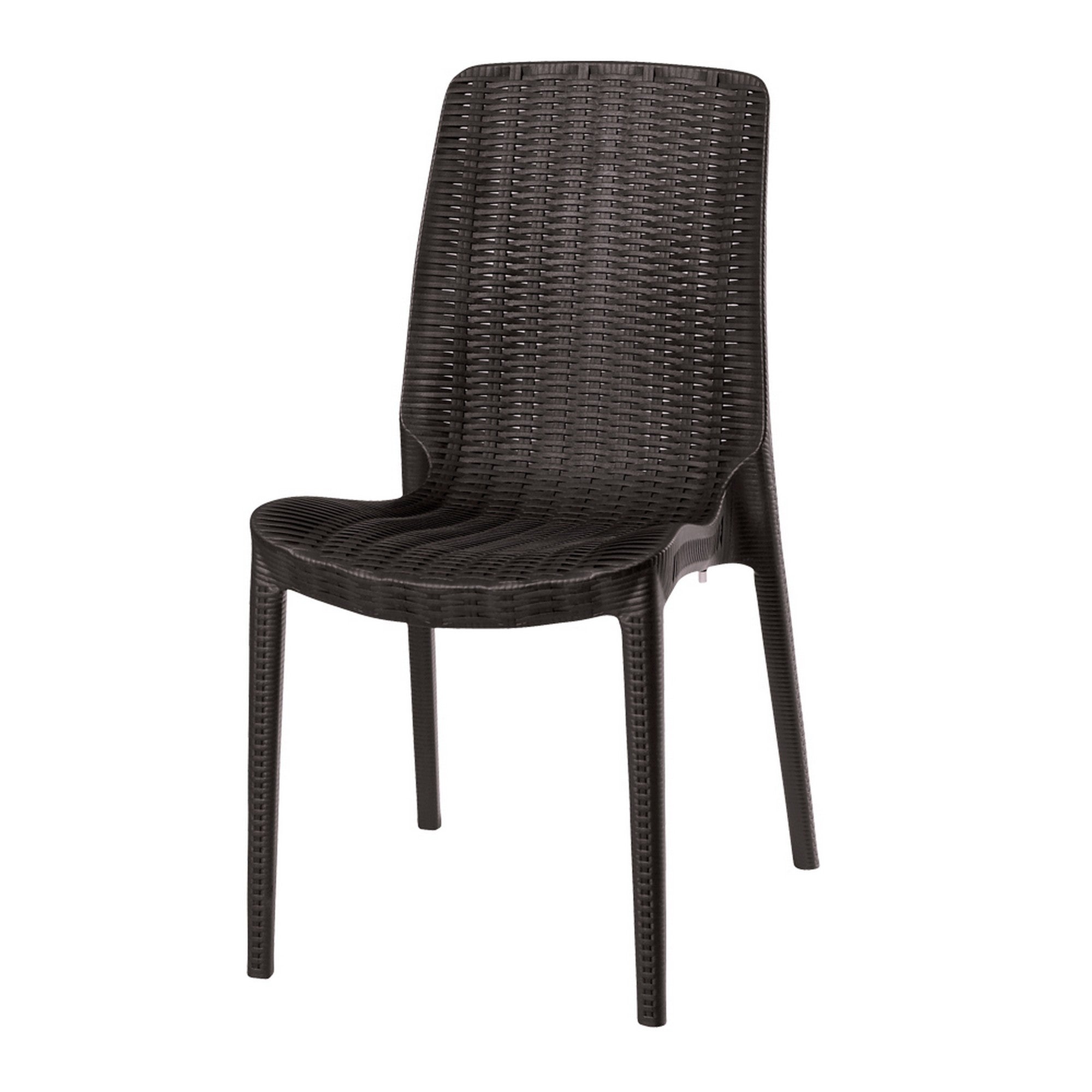 Set of Four Brown Heavy Duty Plastic Outdoor Stacking Dining Chairs