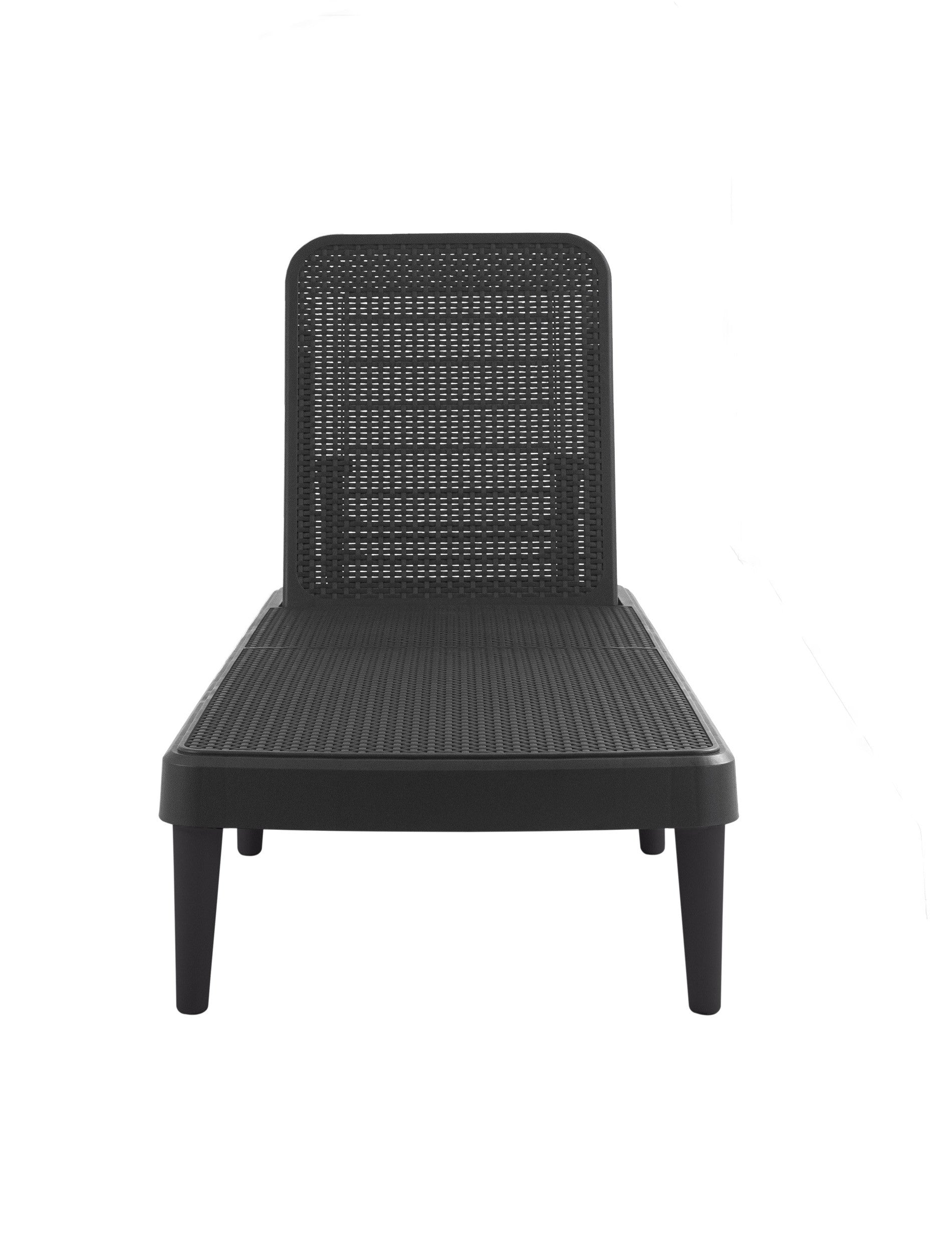 75" Black Heavy Duty Plastic Outdoor Stacking Chaise Lounge