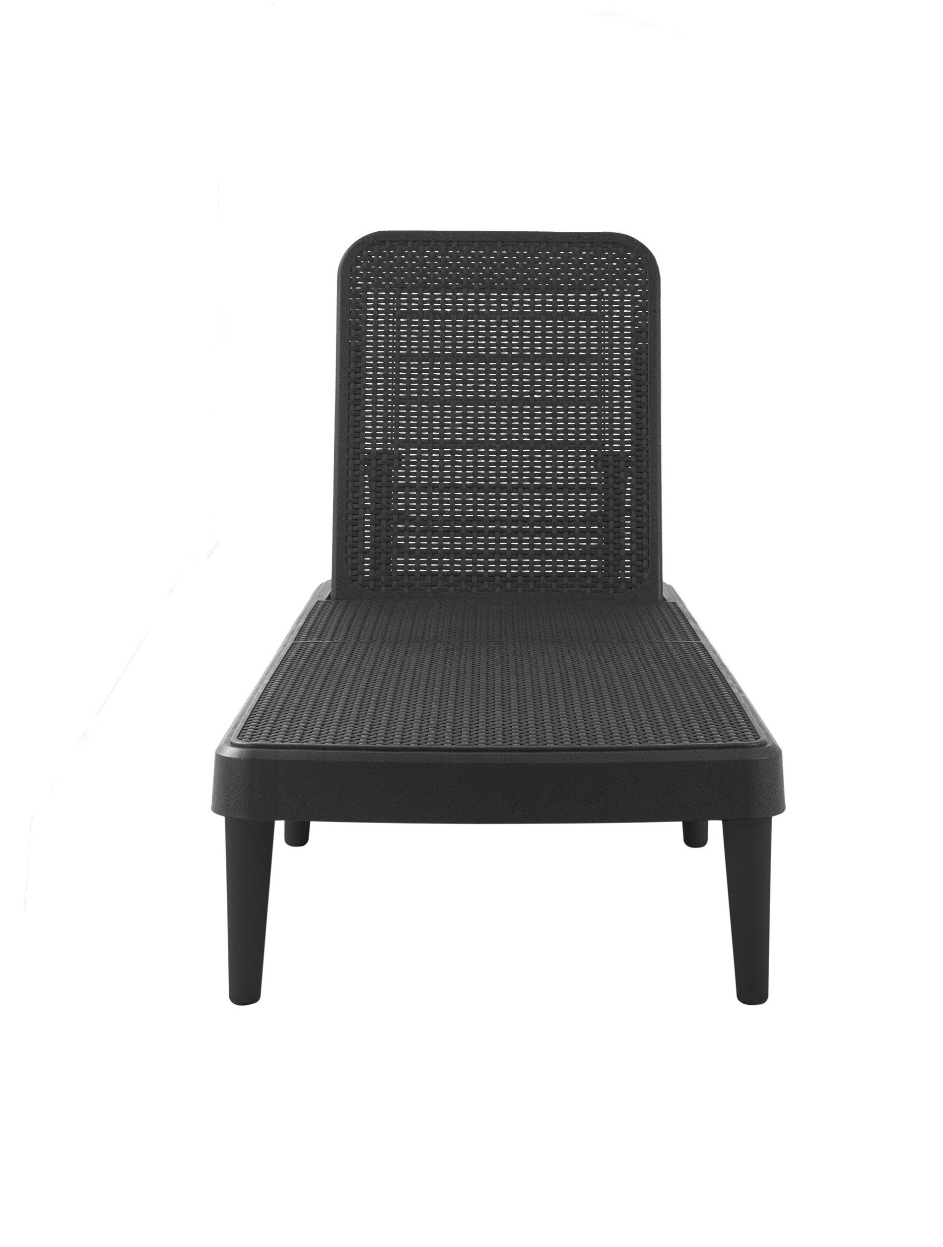 75" Black Heavy Duty Plastic Outdoor Stacking Chaise Lounge