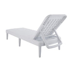 75" White Heavy Duty Plastic Outdoor Stacking Chaise Lounge