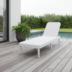 75" White Heavy Duty Plastic Outdoor Stacking Chaise Lounge