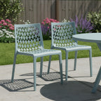 Set of Two Baby Blue Heavy Duty Plastic Outdoor Stacking Dining Chairs