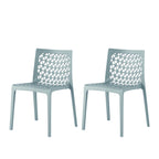 Set of Two Baby Blue Heavy Duty Plastic Outdoor Stacking Dining Chairs