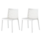 Set of Two White Heavy Duty Plastic Outdoor Stacking Dining Chairs