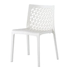 Set of Two White Heavy Duty Plastic Outdoor Stacking Dining Chairs
