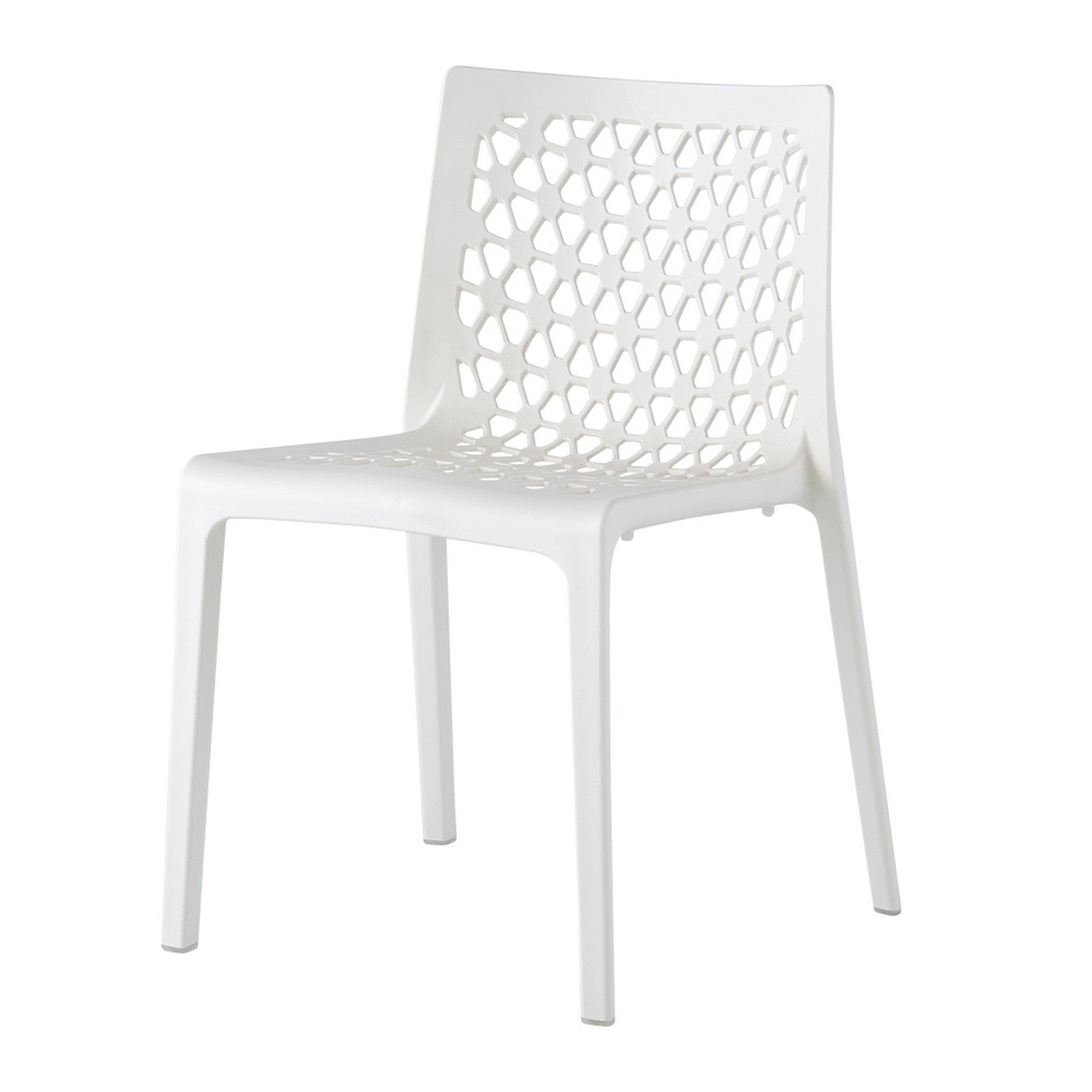 Set of Two White Heavy Duty Plastic Outdoor Stacking Dining Chairs