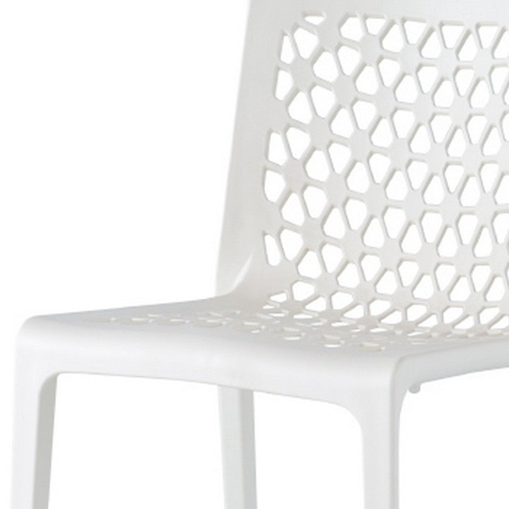 Set of Two White Heavy Duty Plastic Outdoor Stacking Dining Chairs