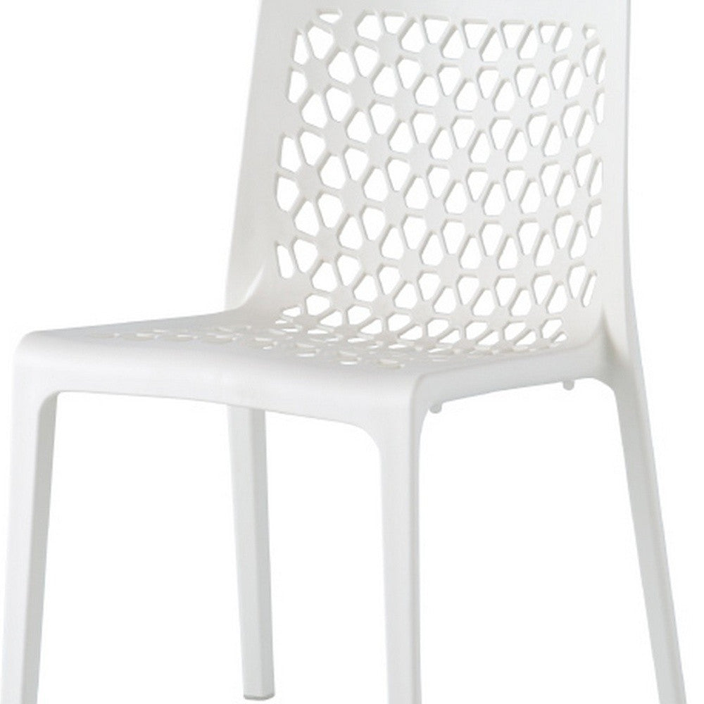 Set of Two White Heavy Duty Plastic Outdoor Stacking Dining Chairs