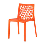Set of Two Orange Heavy Duty Plastic Outdoor Stacking Dining Chairs