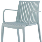 Set of Two Baby Blue Heavy Duty Plastic Outdoor Stacking Arm Chairs