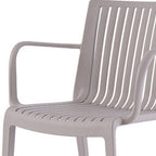 Set of Two Taupe Heavy Duty Plastic Outdoor Stacking Arm Chairs