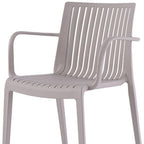 Set of Two Taupe Heavy Duty Plastic Outdoor Stacking Arm Chairs