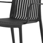 Set of Two Black Heavy Duty Plastic Outdoor Stacking Arm Chairs