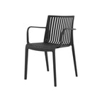 Set of Two Black Heavy Duty Plastic Outdoor Stacking Arm Chairs