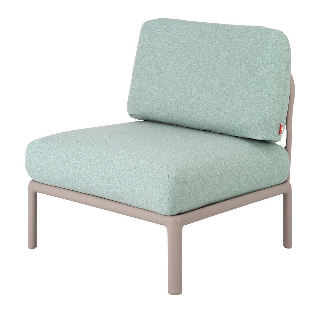 31" Gray Heavy Duty Plastic Outdoor Armchair With Sea Green Cushion