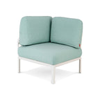 31" White Heavy Duty Plastic Outdoor Modular with Sea Green Cushion