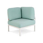 31" White Heavy Duty Plastic Outdoor Modular with Sea Green Cushion