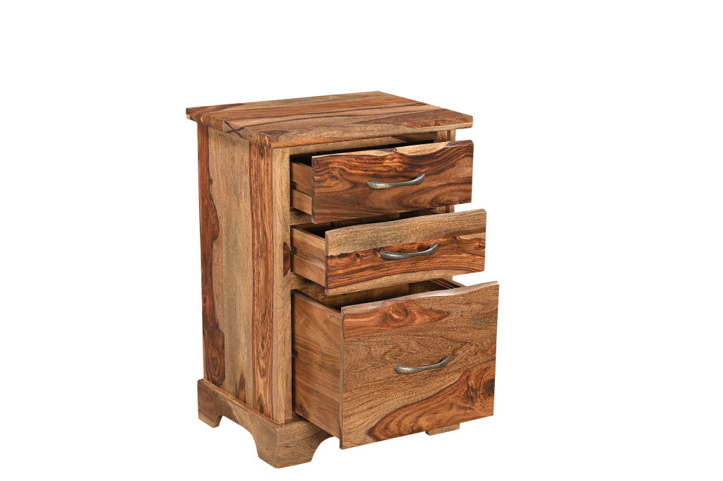 30" Natural Solid Wood Three Drawers Filing Cabinet
