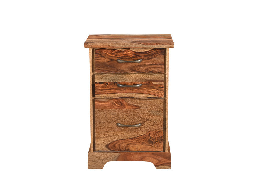 30" Natural Solid Wood Three Drawers Filing Cabinet