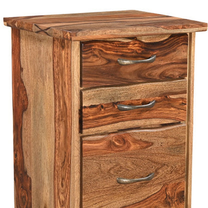30" Natural Solid Wood Three Drawers Filing Cabinet