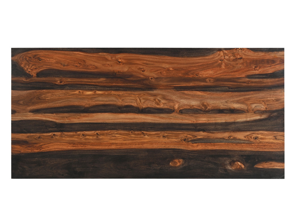 54" Dark Brown and Light Brown Solid Wood Writing Desk With Three Drawers